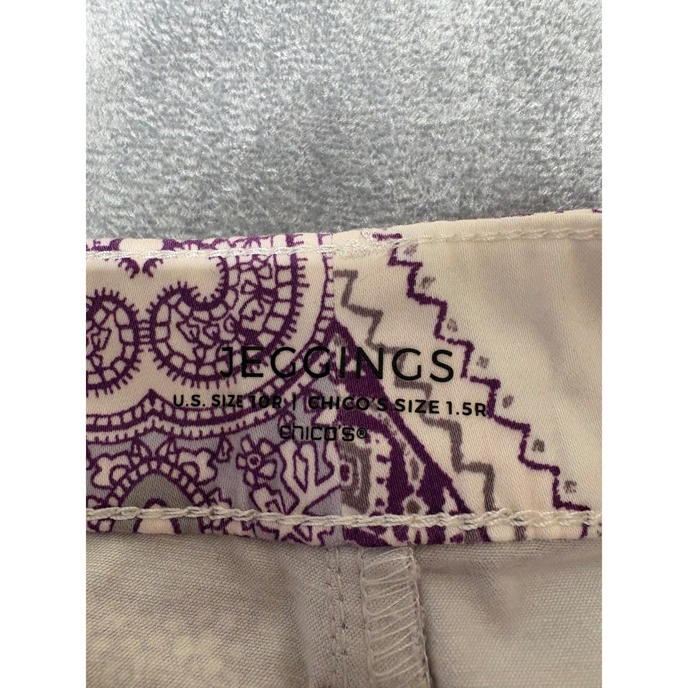 Chicos Womens Size US 10R Chico Size 1.5R White Purple Paisley Pants Jeggings - Picture 5 of 8